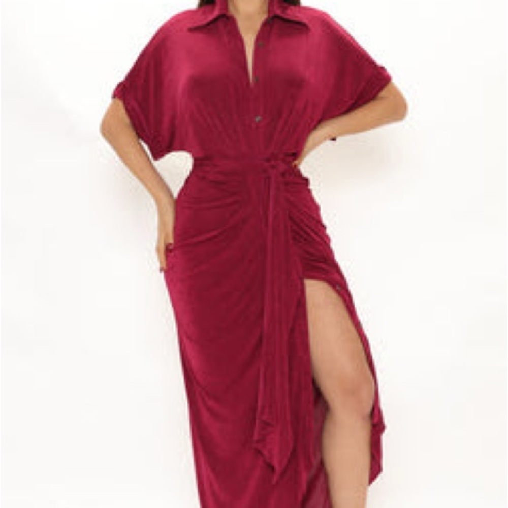 Fashion Nova Burgundy Maxi Dress